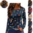 thumbnail image 1 of Mfakffe Christmas Womens Shirts Long Sleeve Crew Neck Tops Casual Christmas Graphic Shirt Lightweight Pullover Tee, 1 of 5