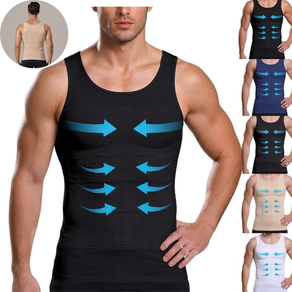 Mfakffe Compression Shirt Men Slimming Body Shaper Tank Top High Elastic Tummy Control Undershirt Breathable Sleeveless Shapewear Vest