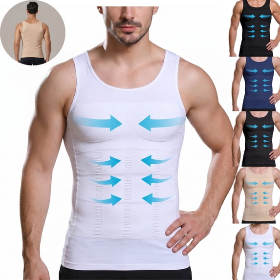 Mfakffe Compression Shirt Men Slimming Body Shaper Tank Top High Elastic Tummy Control Undershirt Breathable Sleeveless Shapewear Vest