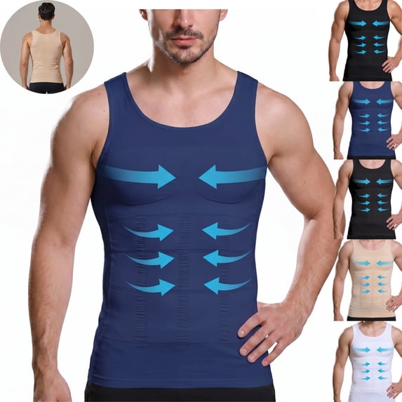 Mfakffe Compression Shirt Men Slimming Body Shaper Tank Top High Elastic Tummy Control Undershirt Breathable Sleeveless Shapewear Vest