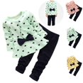 thumbnail image 1 of Mfakffe Girls 2‑Piece Outfit Set Long Sleeve Heart Print Ruffle Tunic Top & Solid Pants Fashion Casual Winter Daily Clothing, 1 of 4