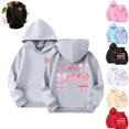 thumbnail image 1 of Mfakffe Girls Hooded Sweatshirt Cute Bow Print Long Sleeve Pullover Hoodie Casual Loose Fit with Front Pocket for Spring Fall, 1 of 5