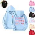 thumbnail image 1 of Mfakffe Girls Hooded Sweatshirt Cute Bow Print Long Sleeve Pullover Hoodie Casual Loose Fit with Front Pocket for Spring Fall, 1 of 5