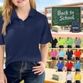 thumbnail image 1 of Mfakffe Girls Polo Shirt Back To School Short Sleeve School Uniform Summer Casual Tshirt Vacation Lapel Collar Top (Navy, 4-5 Years), 1 of 4
