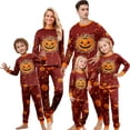 thumbnail image 1 of Mfakffe Halloween Family Matching Pajamas Sets Pumpkin Print Long Sleeve Fall Pjs Sets for Women Men Kids Holiday Clothes, 1 of 6