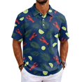 thumbnail image 1 of Mfakffe Hawaiian Mens Golf Shirts Casual Short Sleeve Polo Shirt Summer Big and Tall Collared Top Comfortable Cotton Tee (Purple, XL), 1 of 5