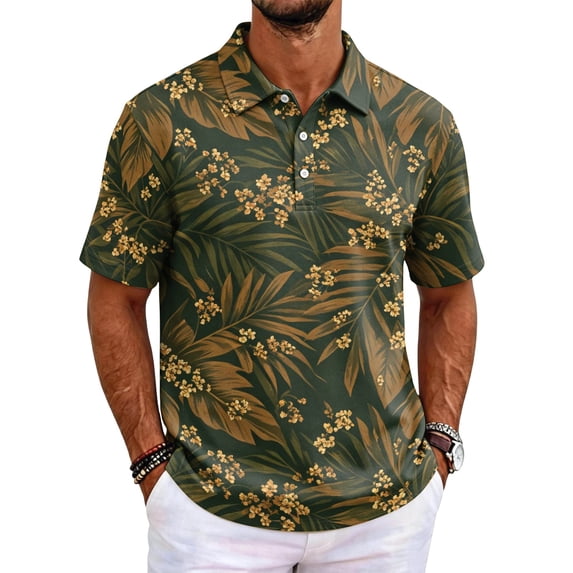 Mfakffe Hawaiian Shirts for Men Summer Short Sleeve Button Down Casual Polo Shirts Tropical Beach Tee(Blue,S)