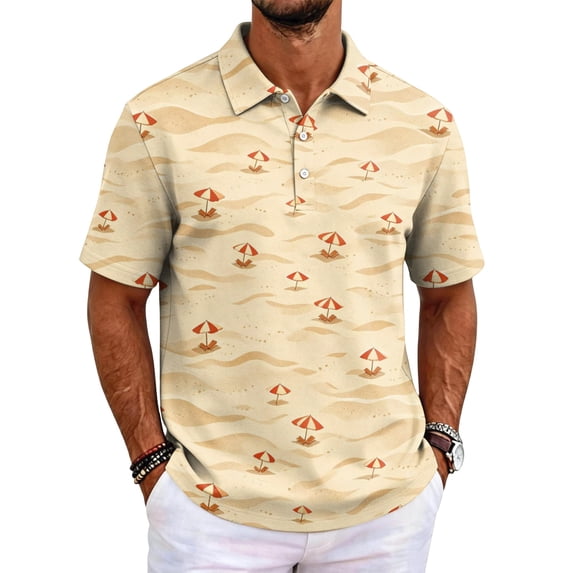 Mfakffe Hawaiian Shirts for Men Summer Short Sleeve Button Down Casual Polo Shirts Tropical Beach Tee(Sky Blue,S)