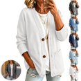 thumbnail image 1 of Mfakffe Jean Jacket Women V Neck Button Casual Cardigan Long Sleeve Loose Fit Lightweight Open Front Outerwear with Pockets, 1 of 4