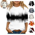 thumbnail image 1 of Mfakffe Kids Crew Neck 3/4 Sleeve Tops Retro Geometric Color Block Printed Casual T-Shirt Soft Loose Fit Fashion Tee for Children Daily Wear, 1 of 4