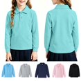 thumbnail image 1 of Mfakffe Kids School Uniform Long Sleeve Polo Shirt Back to School Button Closure Comfortable Breathable Fabric, 1 of 4