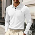 thumbnail image 1 of Mfakffe Men Knit Long Sleeve Polo Shirts Solid Collared Button Placket Daily Tops Soft Breathable Spring Fall Casual Layering Apparel, 1 of 4
