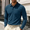 thumbnail image 1 of Mfakffe Men Knit Long Sleeve Polo Shirts Solid Collared Button Placket Daily Tops Soft Breathable Spring Fall Casual Layering Apparel, 1 of 5