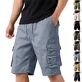 thumbnail image 1 of Mfakffe Men's Cargo Shorts Casual Lightweight Cotton Shorts Summer Classic Knee Length Short Pants Elastic Waist Wide Leg Trousers (Gray, M), 1 of 5