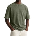 thumbnail image 1 of Mfakffe Men's Cotton T-Shirts Oversized Unisex Short Sleeves Casual Loose Wash Solid Basic Tee Tops(Army Green,2XL), 1 of 5