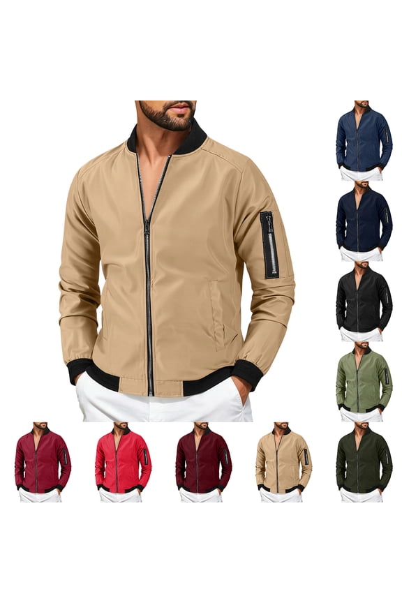 Men's Slim Fit Lightweight Sportswear Jacket Casual Bomber Jacket(Black,M)