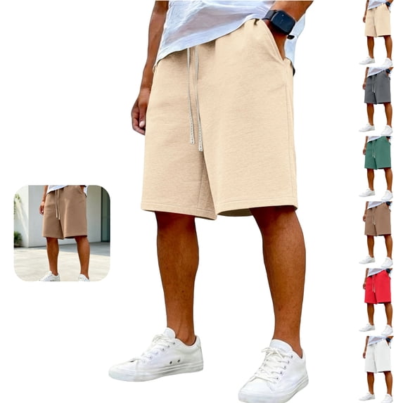 Mfakffe Mens Casual Athletic Shorts Drawstring Elastic Waist Loose Fit Fashion Workout Shorts Lightweight Knee Length Walking Pants