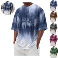 thumbnail image 1 of Mfakffe Mens Graphic Crewneck Tshirt Summer Plus Size Short Sleeve Lightweight Tops Gradient Color Casual Big and Tall Tees, 1 of 5