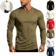 thumbnail image 1 of Mfakffe Mens Long Sleeve T Shirts Crew Neck Casual Basic Pullover Shirt Casual Basic Tee Soft Breathable Lightweight Tops, 1 of 5