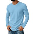 thumbnail image 1 of Mfakffe Mens Long Sleeve Tee Shirts Spring Fall Crew Neck Tops Solid Casual Basic Tees Soft Stretch T-Shirts For Daily Wear, 1 of 1