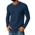 thumbnail image 1 of Mfakffe Mens Long Sleeve Tee Shirts Spring Fall Crew Neck Tops Solid Casual Basic Tees Soft Stretch T-Shirts For Daily Wear, 1 of 3