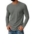 thumbnail image 1 of Mfakffe Mens Long Sleeve Tee Shirts Spring Fall Crew Neck Tops Solid Casual Basic Tees Soft Stretch T-Shirts For Daily Wear, 1 of 4