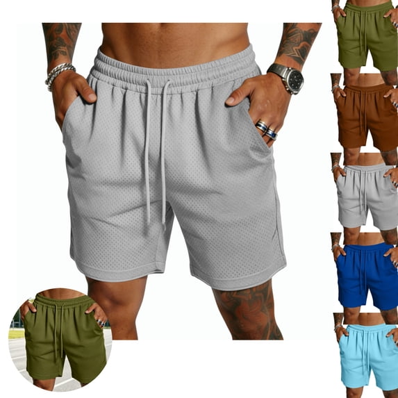 Mfakffe Mens Mesh Athletic Shorts Lightweight Quick Dry Drawstring Casual Workout Shorts Breathable Gym Running Sport Shorts with Side Pockets