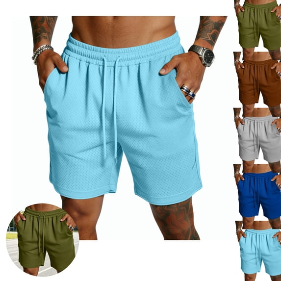 Mfakffe Mens Mesh Athletic Shorts Lightweight Quick Dry Drawstring Casual Workout Shorts Breathable Gym Running Sport Shorts with Side Pockets