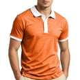 thumbnail image 1 of Mfakffe Mens Polo Shirts Summer Casual Golf T Shirt Big and Tall Short Sleeve Collared Tee Office Cotton Top (Saffron, 4XL), 1 of 4