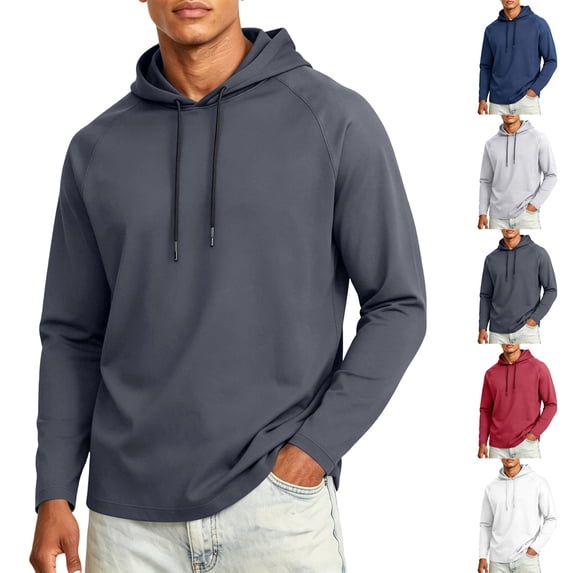 Mfakffe Mens Quick Dry Hoodies Long Sleeve Workout Athletic Gym Hooded Shirts