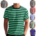 thumbnail image 1 of Mfakffe Mens Short Sleeve T-Shirts Striped Casual Crewneck Breathable Basic Shirt Color Block Stretch Lightweight Summer Beach Tees, 1 of 4
