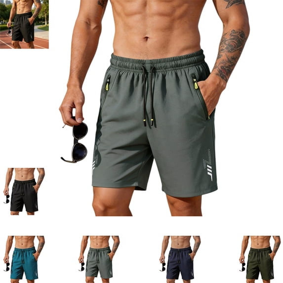 Mfakffe Mens Shorts Fashion Sport Loose Comfy Zipper Pocket Beach Pant Versatile Summer Outdoor Casual Drawstring Shorts