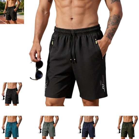 Mfakffe Mens Shorts Fashion Sport Loose Comfy Zipper Pocket Beach Pant Versatile Summer Outdoor Casual Drawstring Shorts