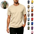 thumbnail image 1 of Mfakffe Mens Summer Shirts Big and Tall Casual T-Shirt Lightweight Short Sleeve Undershirts Athletic Crew Neck Clothes(Khaki,3XL), 1 of 5