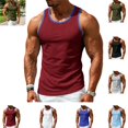 thumbnail image 1 of Mfakffe Mens Tank Top Casual Sport Fitness Sleeveless Comfy Vest Stretch Quick Dry Vintage Tank Top, 1 of 1