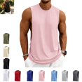 thumbnail image 1 of Mfakffe Mens Tank Top Fashion Round Neck Loose Comfy Breathable Gym Tank Top Quick Dry Sleeveless Versatile Fashion Fitness Sport Vest, 1 of 5
