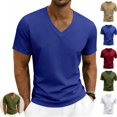 thumbnail image 1 of Mfakffe Mens V-Neck Short Sleeve T-Shirt Breathable Loose Fit Casual Athletic Tee Lightweight Basic Summer Tops for Daily Wear, 1 of 5