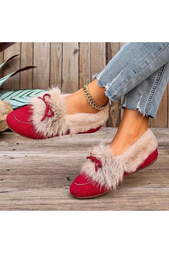 Moccasin Slippers For Women Winter Fuzzy Lined Platform Slip On Shoes Soft Adjustable Buckle Strap Cozy Thermal Slipper for Outdoor Daily Wear