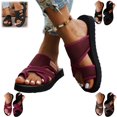 thumbnail image 1 of Mfakffe Orthopedic Sandals for Women Summer Beach Wide Toe Ring Flip Flops Comfortable Slip on Slippers Casual Walking Flat Shoes (Wine), 1 of 5