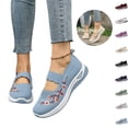 thumbnail image 1 of Mfakffe Orthopedic Shoes for Women Fashion Slip on Mesh Breathable Sneakers Arch Support Closed Toe Mary Jane Shoes Comfy Non Slip Walking Loafers(Light Blue), 1 of 4