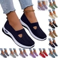 thumbnail image 1 of Mfakffe Orthopedic Shoes for Women Dressy Slip on Non Slip Mesh Sneakers Summer Walking Comfy Closed Toe Arch Support Shoes (Dark Blue), 1 of 4