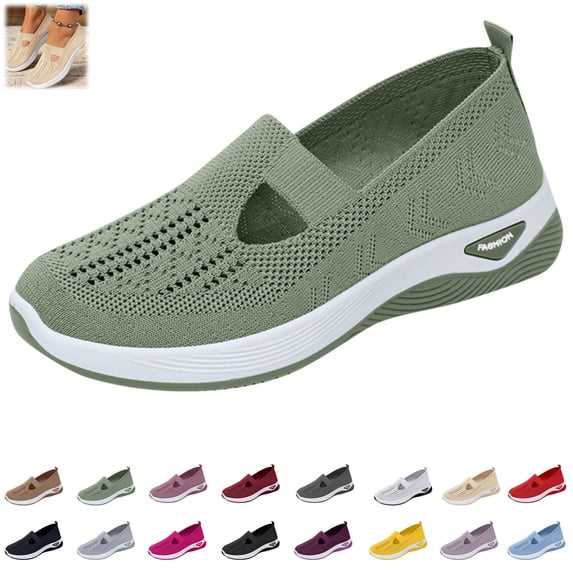 Mfakffe Orthopedic Shoes for Women Casual Outdoor Mesh Breathable Walking Shoes Lightweight Non-Slip Sneaker(Green)