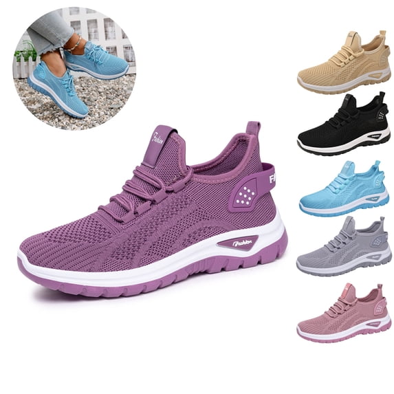 Mfakffe Orthopedic Shoes for Women Mesh Breathable Non Slip Sneakers Arch Support Trendy Running Shoes Lightweight Slip on