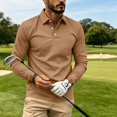 thumbnail image 1 of Mfakffe Polo Shirts For Men Long Sleeve Golf Shirts Quick Dry Lightweight 3-Button Performance Work Fishing Athletic, 1 of 5