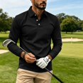 thumbnail image 1 of Mfakffe Polo Shirts For Men Long Sleeve Golf Shirts Quick Dry Lightweight 3-Button Performance Work Fishing Athletic, 1 of 5