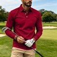 thumbnail image 1 of Mfakffe Polo Shirts For Men Long Sleeve Golf Shirts Quick Dry Lightweight 3-Button Performance Work Fishing Athletic, 1 of 5