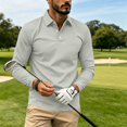 thumbnail image 1 of Mfakffe Polo Shirts For Men Long Sleeve Golf Shirts Quick Dry Lightweight 3-Button Performance Work Fishing Athletic, 1 of 5