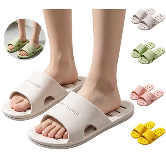 Mfakffe Shower Shoes Non‑Slip Open Toe Slide Slippers Quick Drying Hollow Drainage Design Soft Lightweight Slippers for Indoor Home Spa Pool Use