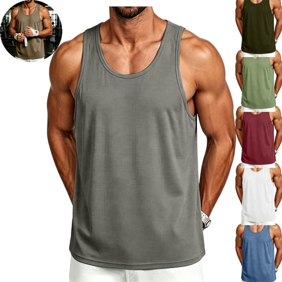 Mfakffe Tank Tops For Men Lightweight Workout Summer Sleeveless Muscle Gym Shirts Athletic Beach Tee Shirt