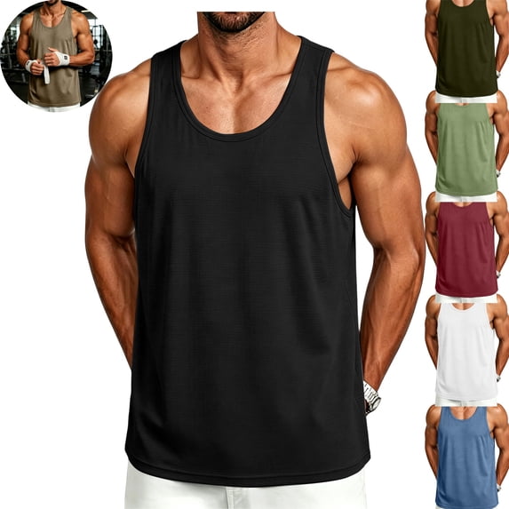 Mfakffe Tank Tops For Men Lightweight Workout Summer Sleeveless Muscle Gym Shirts Athletic Beach Tee Shirt